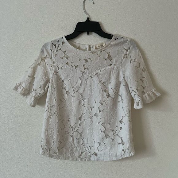 Monteau Short sleeve Lace Blouse S - Picture 3 of 8